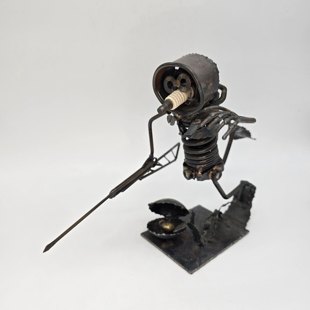 Vintage Welded Metal Diver Sculpture Signed K Moore 1971 - Picture 14 of 16